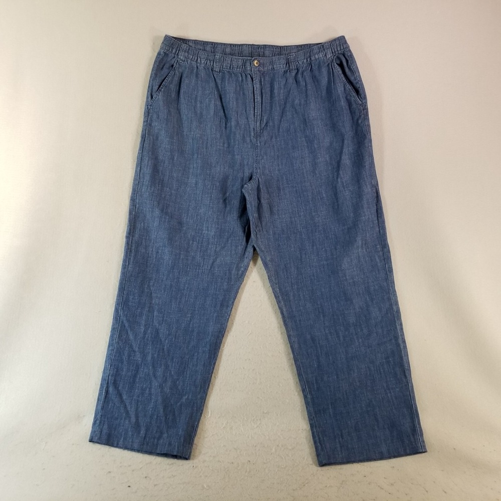 KINGSIZE Denim Lounge Pants Men 2XLT Blue Comfort Waist Straight Cotton Outdoor